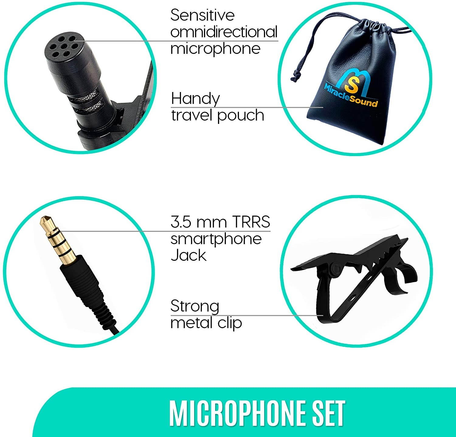 Ultimate Lavalier Microphone for Bloggers and Vloggers Lapel Mic Clip-on Omnidirectional Condenser for iPhone Ipad Samsung Android Windows Smartphones