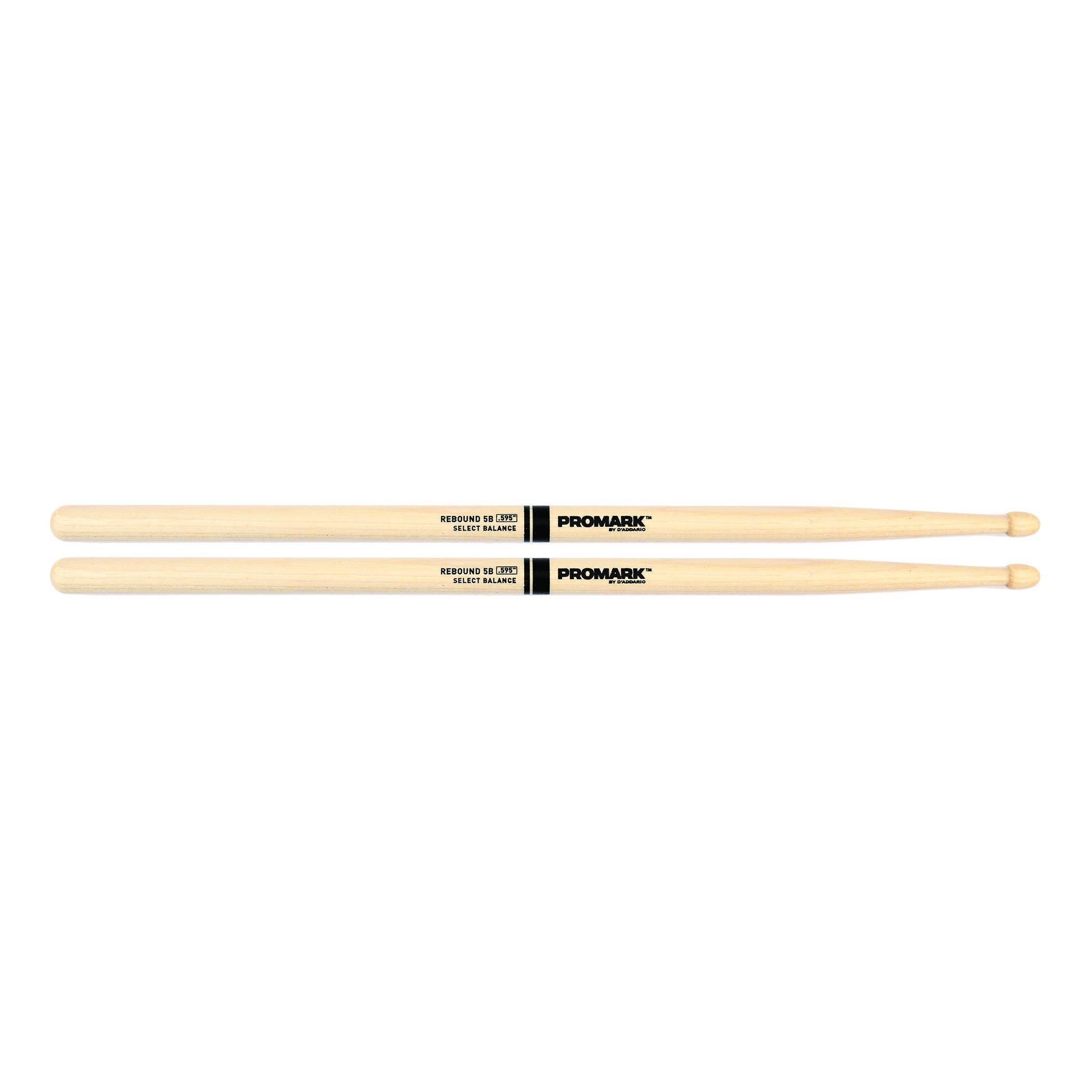 Promark Rebound 5B Hickory Wood Tip Drumsticks - Acorn Tip