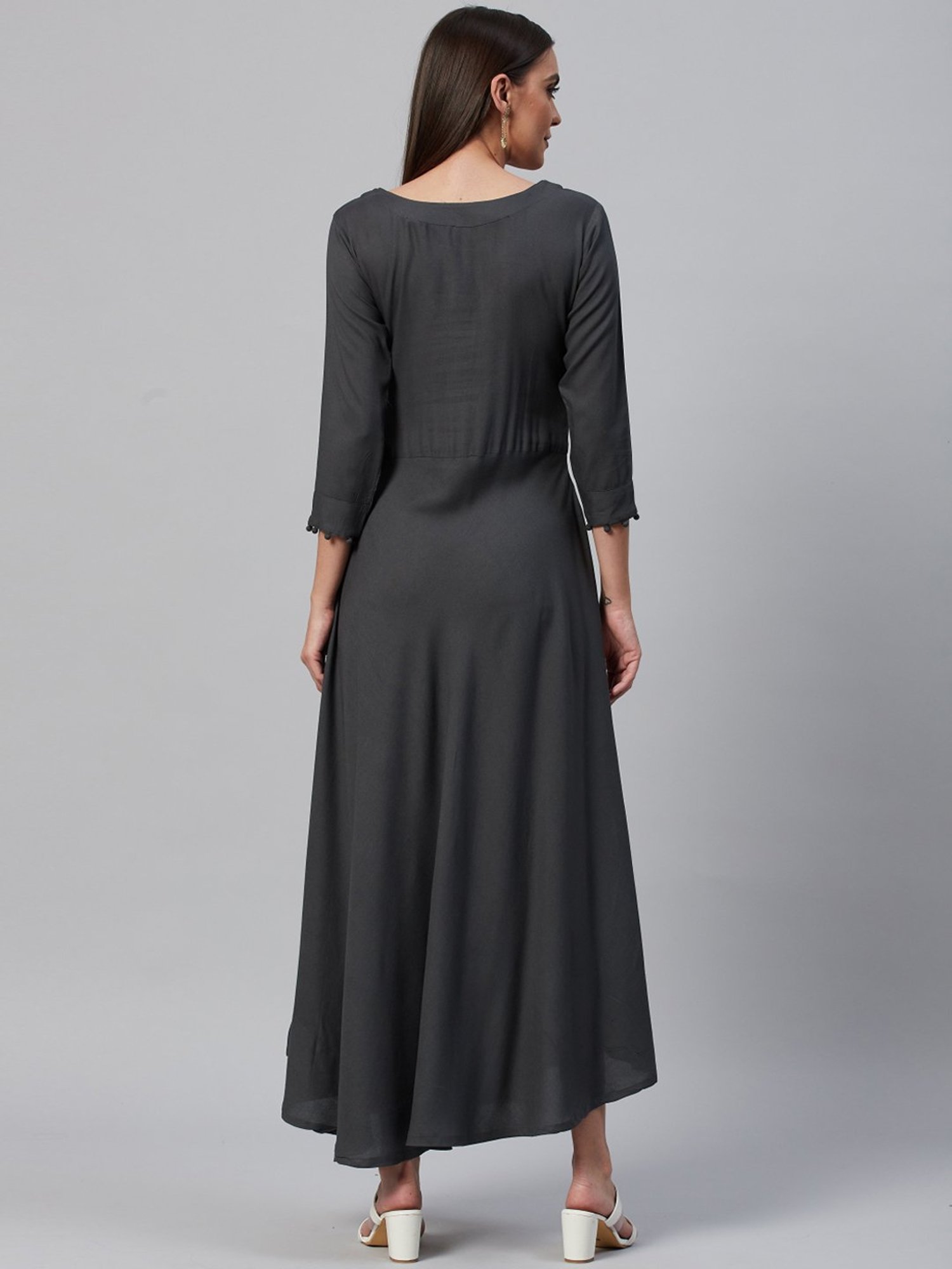 HIGHLIGHT FASHION EXPORT Grey Embellished Maxi Dress