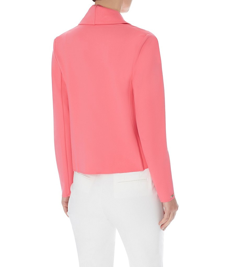 Eva Varro Solid Knit Jersey Notch Lapel Collar Two-Button Jacket