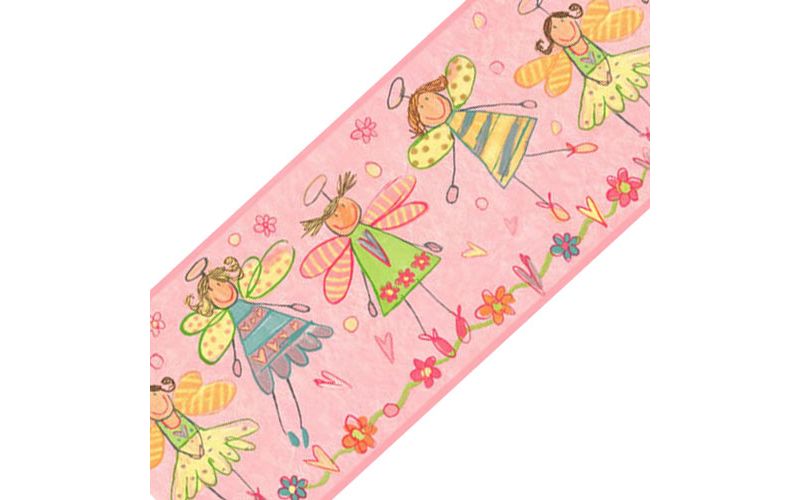 Pink Fairy Princess Angels Prepasted Wall Border Roll - Surestrip..