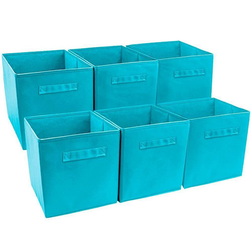 Sorbus 6pk Foldable Storage Cube Basket Bin Aqua