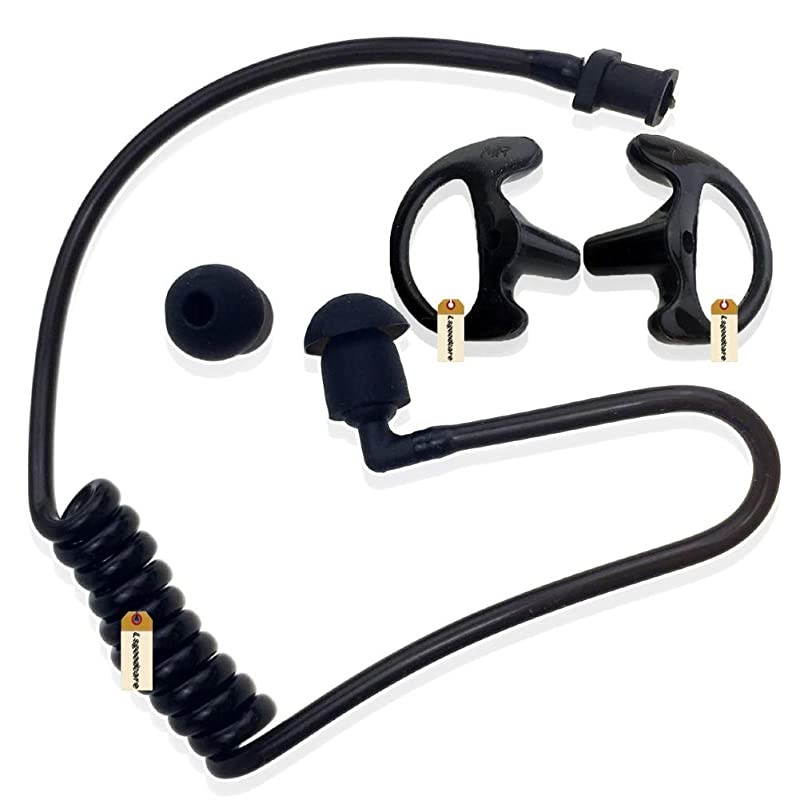 Replacement Acoustic Tube with Earbud Compatible for Motorola Kenwood Midland Two Way Radio  Replacement Coil Tube Black +2 Way Radio Open Ear Insert Earmold Ear Bud Ear Piece Medium Black