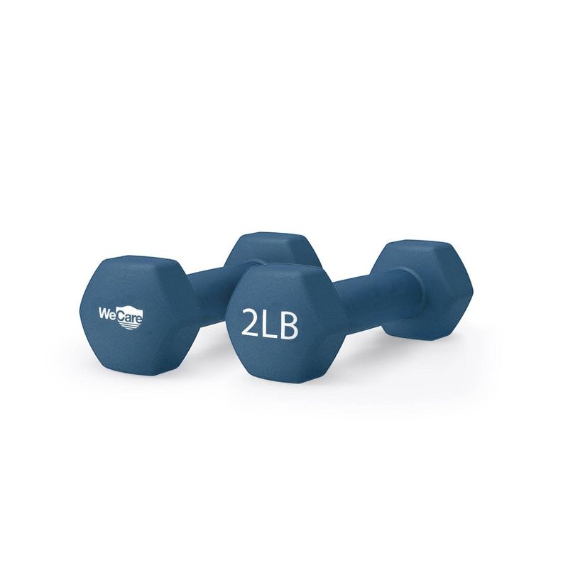 WECARE Neoprene Dumbells 2pc - Blue 2lbs