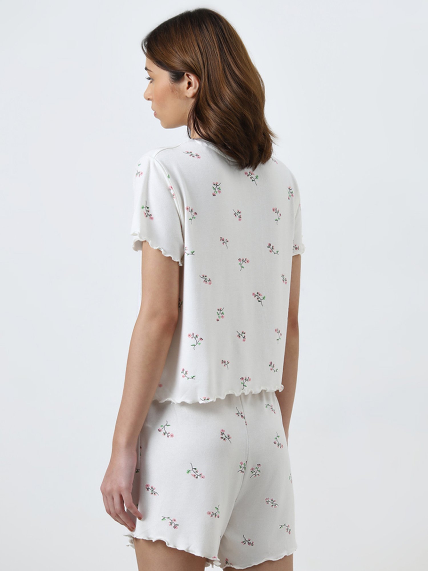 Superstar by Westside Off-White Floral Design T-Shirt