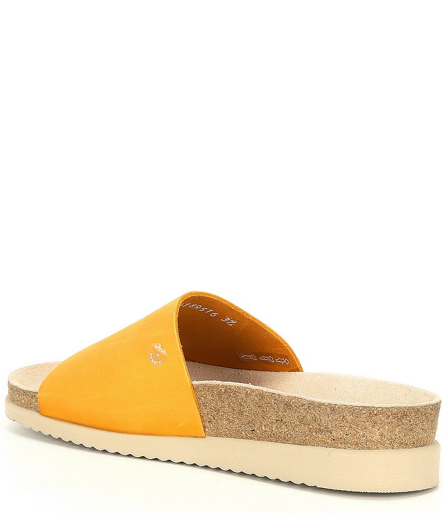 Mephisto Hanik Nubuck Leather Cork Wedge Slides