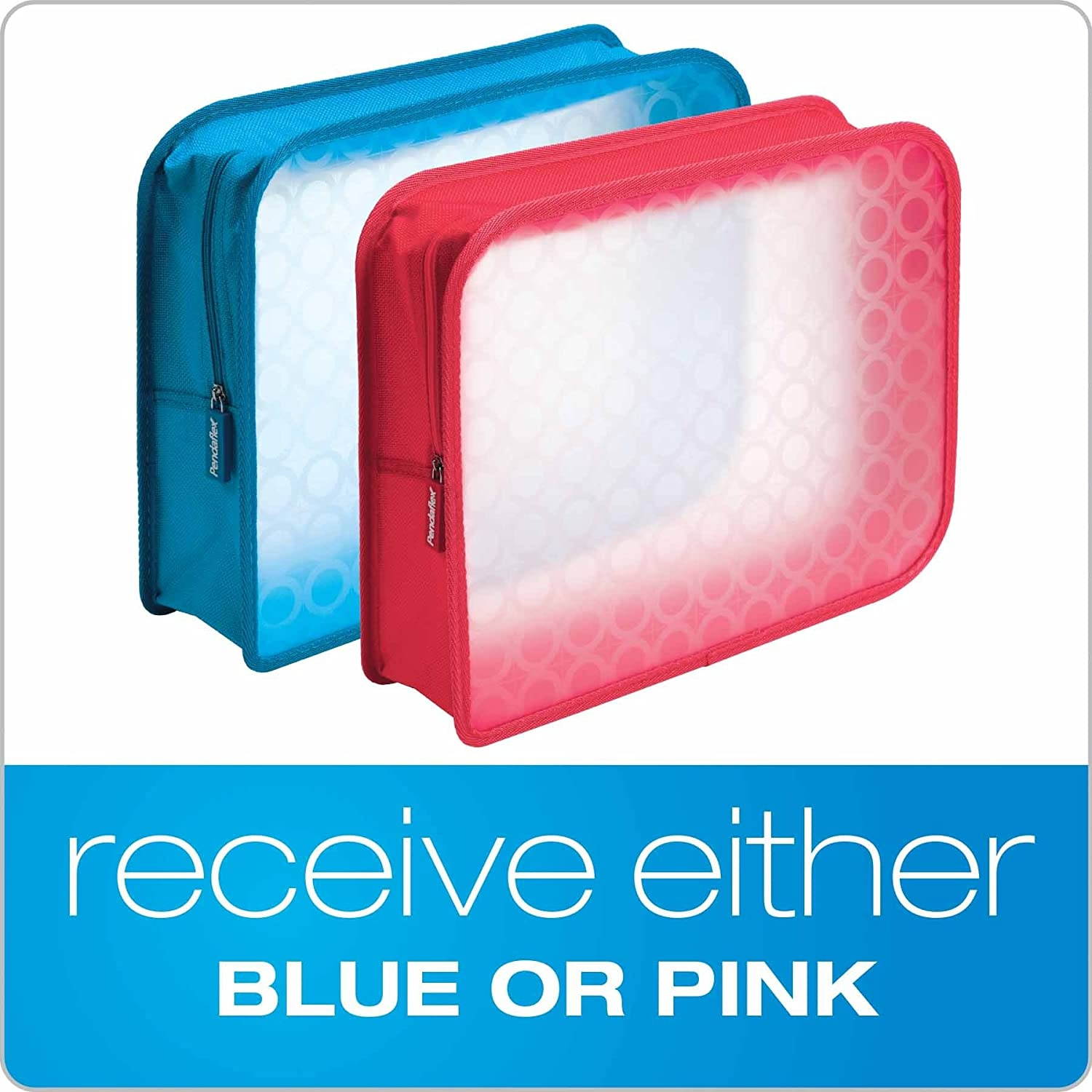Pendaflex Zip Wallet Poly File, 3 Inch Expansion, Pink or Blue (No Color Choice), Each (27909)