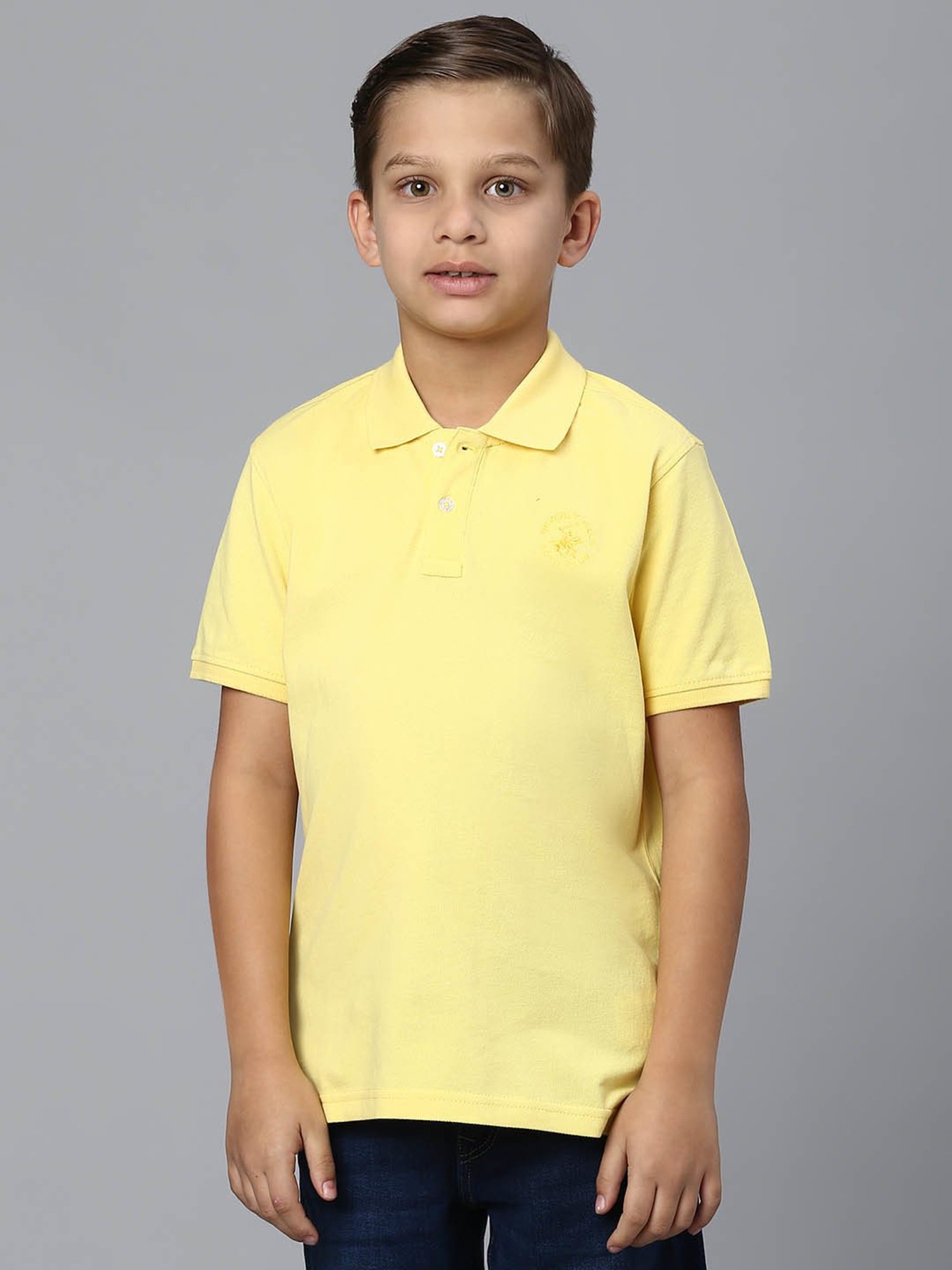 Beverly Hills Polo Club Boys Yellow Solid Polo T-Shirt