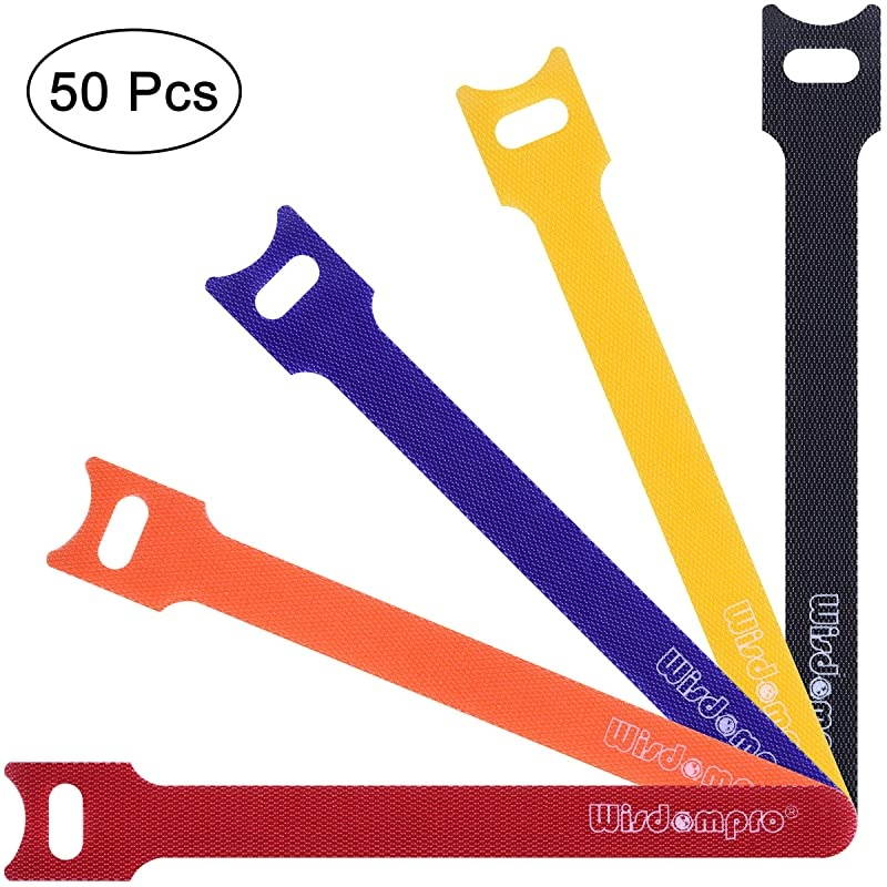 50 Pack 6 Inches Hook and Loop Cable Ties Selfgripping Fastening Cord Strap by  Reusable Durable Functional Ties to Keep Your Home Office Workspace from Tangled Messes of Cords