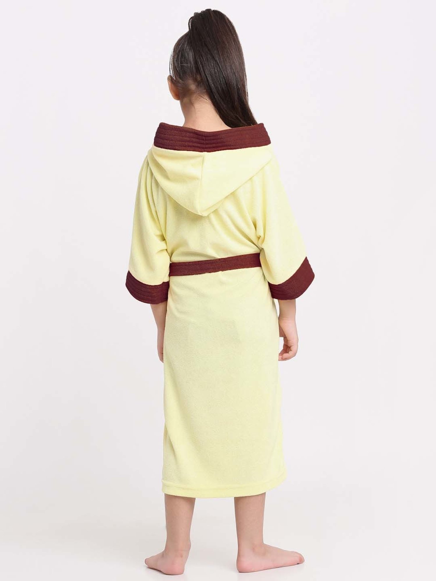 Creeva Melodious Black & Turkish Micro Terry 225 GSM Kids Hooded Bathrobe 4-5 Years With Pocket