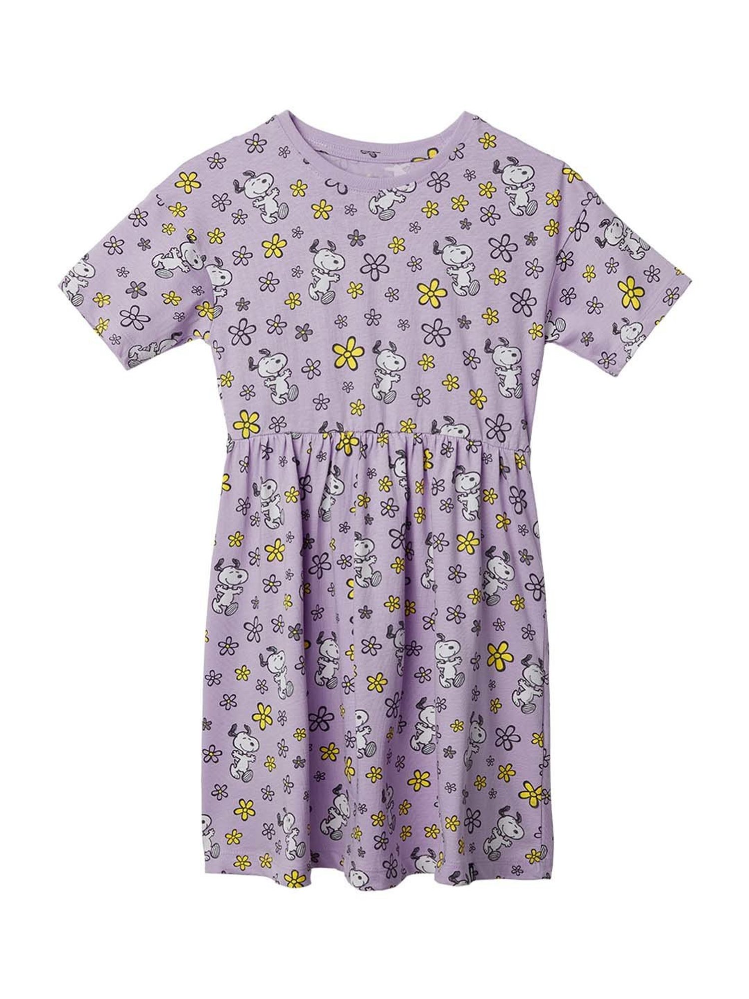 The Souled Store Kids Purple Cotton Printed Dress