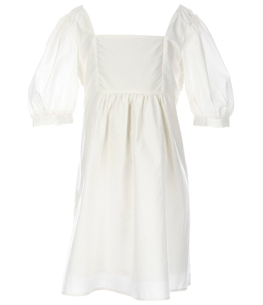 GB GB Girls Big Girls 7-16 Puff-Shoulder Poplin A-Line Dress