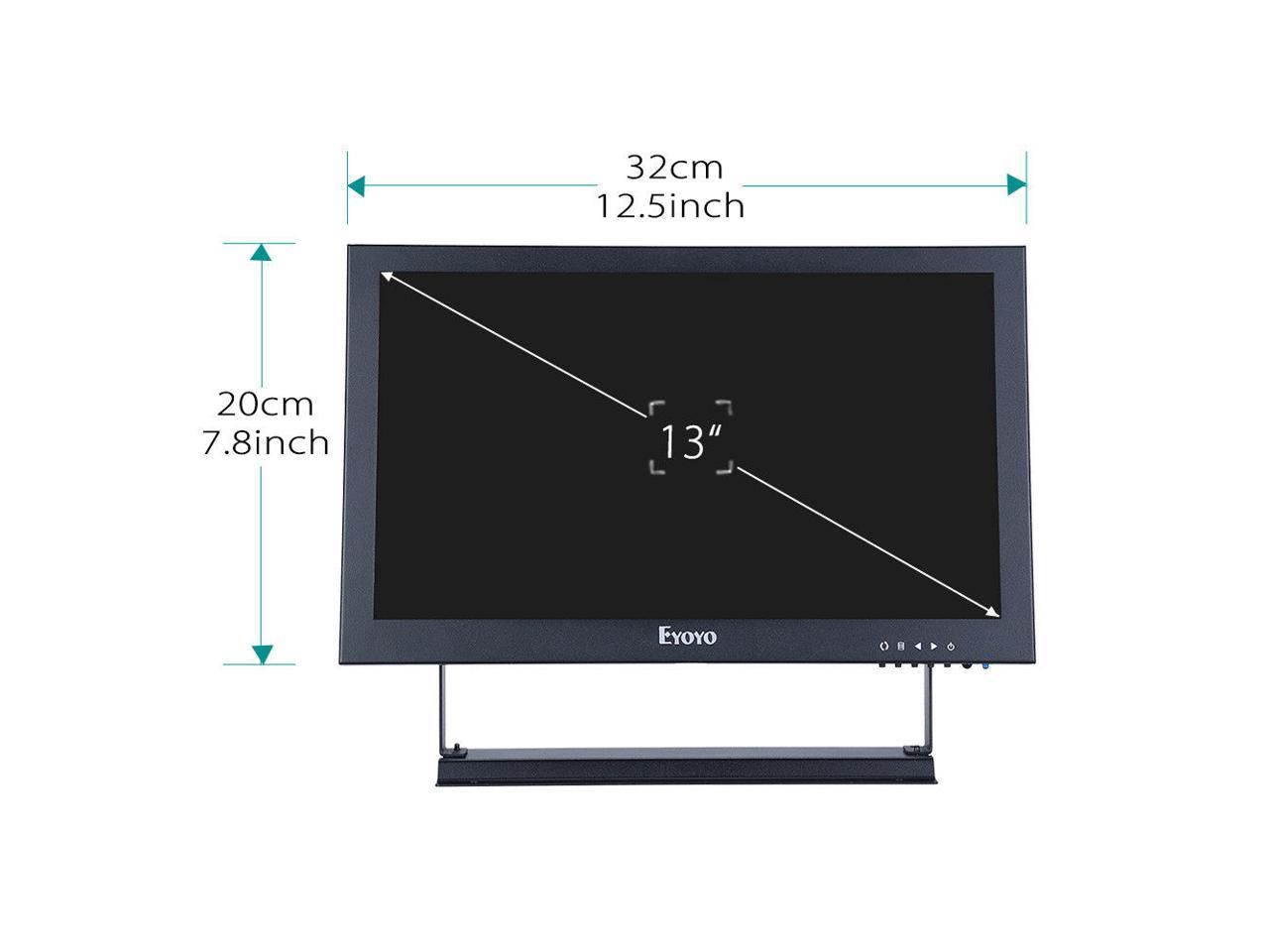 Eyoyo 13" HDMI IPS Monitor Full HD 1920x1080 Video Audio VGA BNC HDMI Input Screen Display For CCTV DVD
