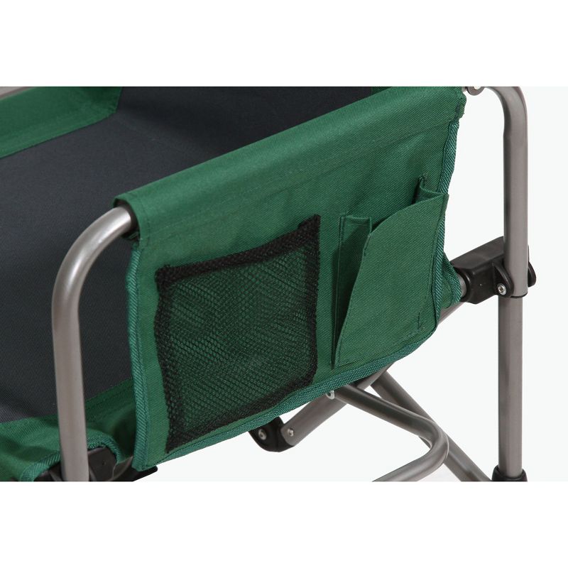 Kamp-Rite KAMPCC413 Compact Director's Chair Outdoor Furniture Camping Folding Sports Chair with Side Table and Cup Holder, Green/Gray