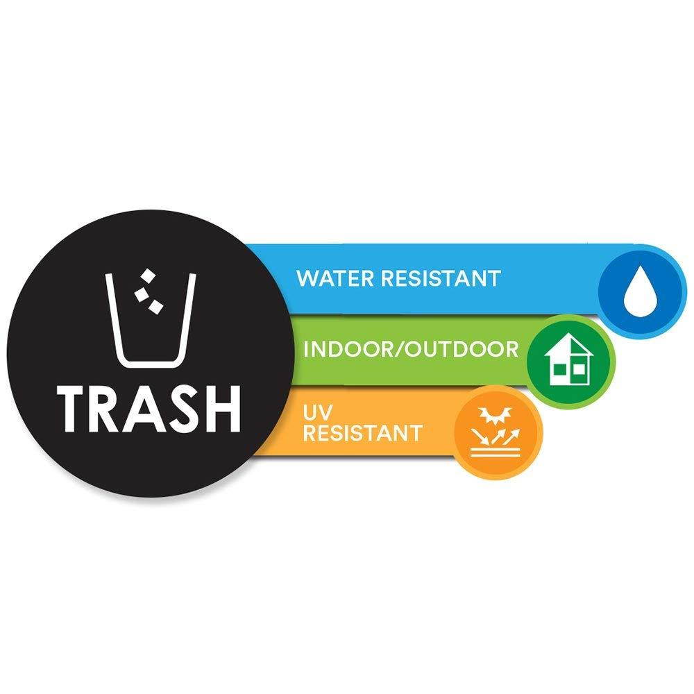 Recycle Trash Bin Logo Sticker - 4" x 4" - 20 PACK - Organize & Coordinate Garbage Waste from Recycling - Great for Metal Aluminum Steel or Plastic Trash Cans - Indoor & Outdoor - Home Kitchen Office