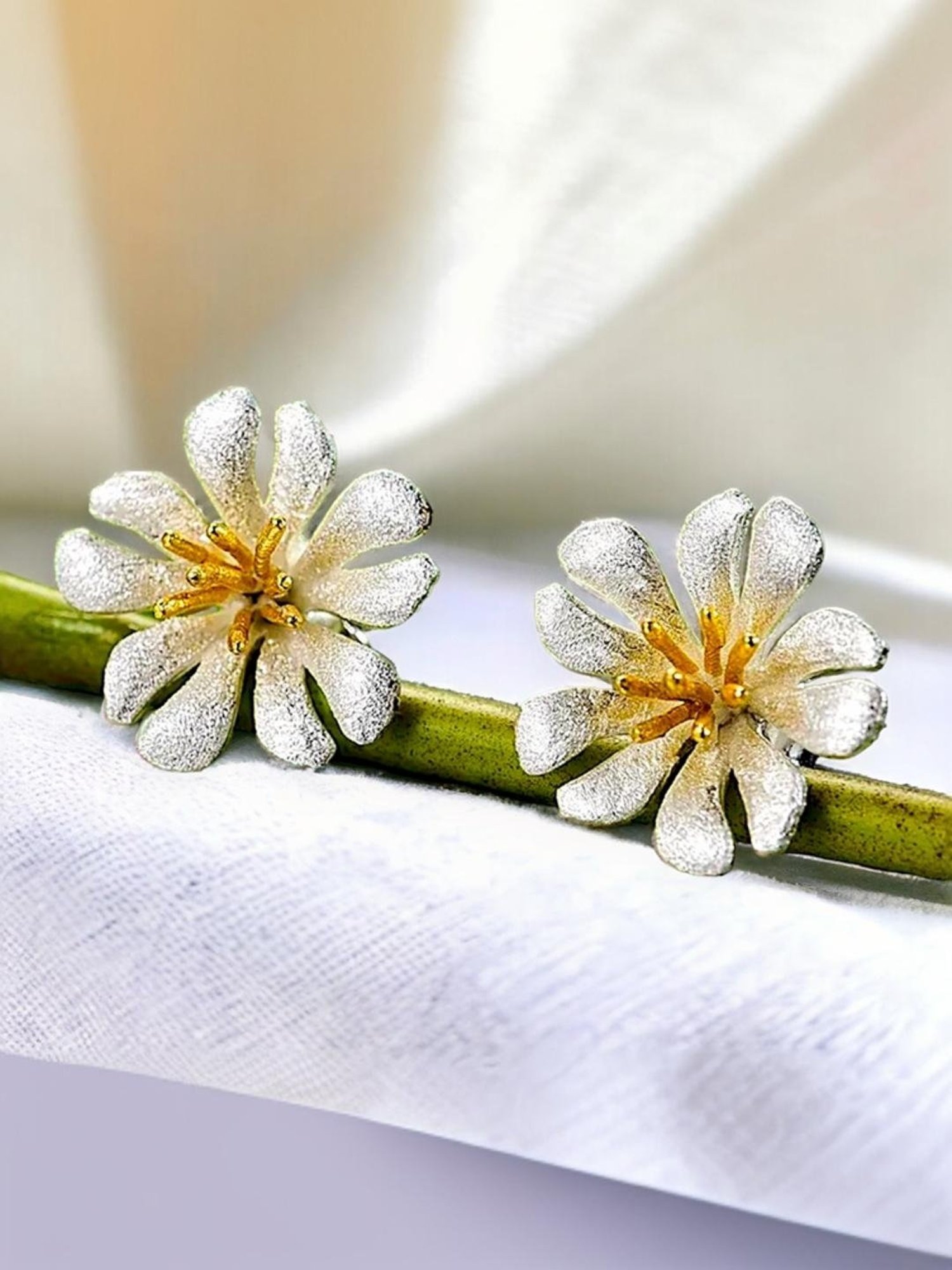 Rihi by P.C. Chandra Jewellers 92.5 Sterling Silver Jui Stud Earrings for Women & Girls