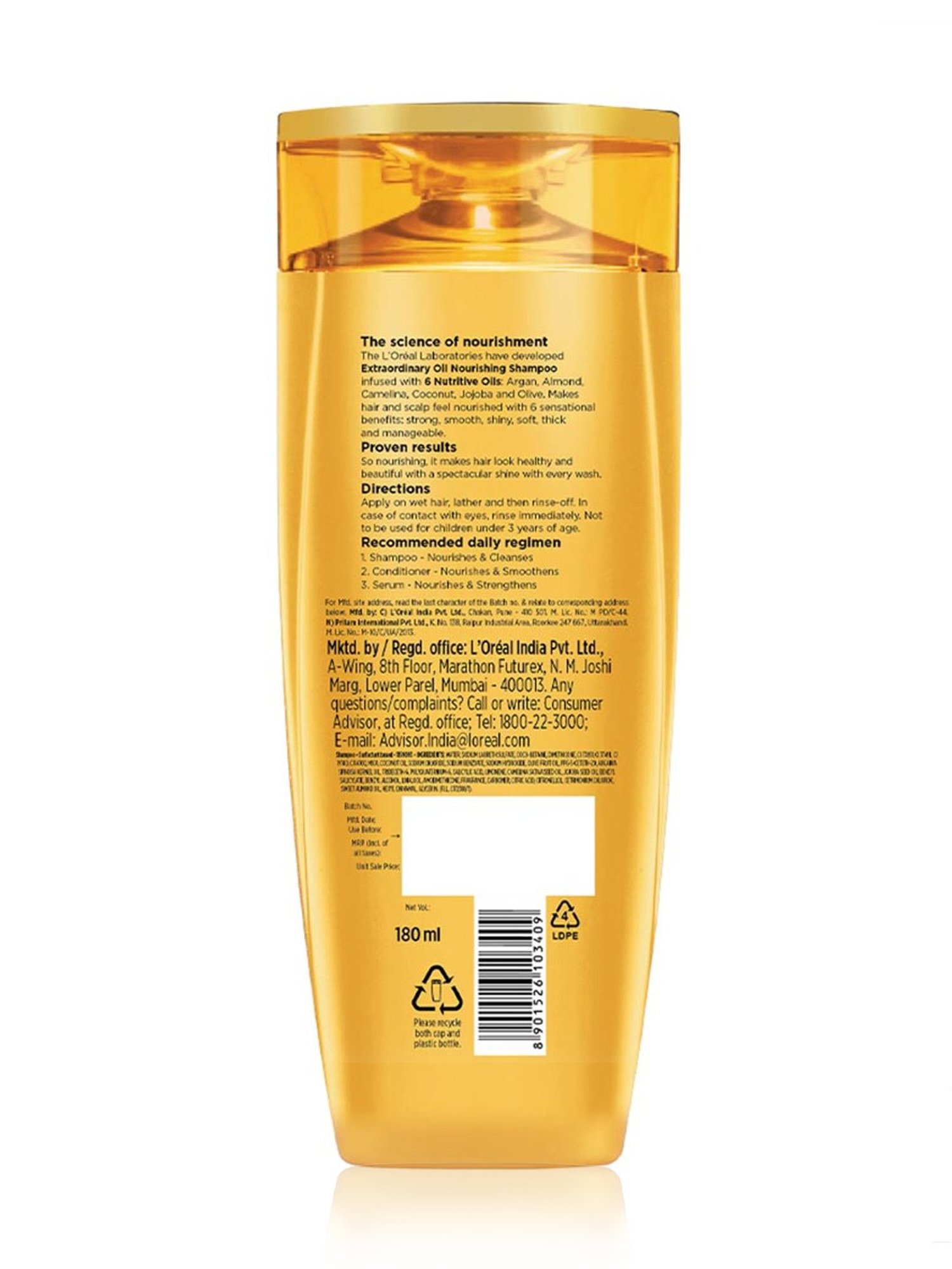 L'Oreal Paris Extraordinary Oil Nourishing Shampoo for Dry & Dull Hair - 180 ml