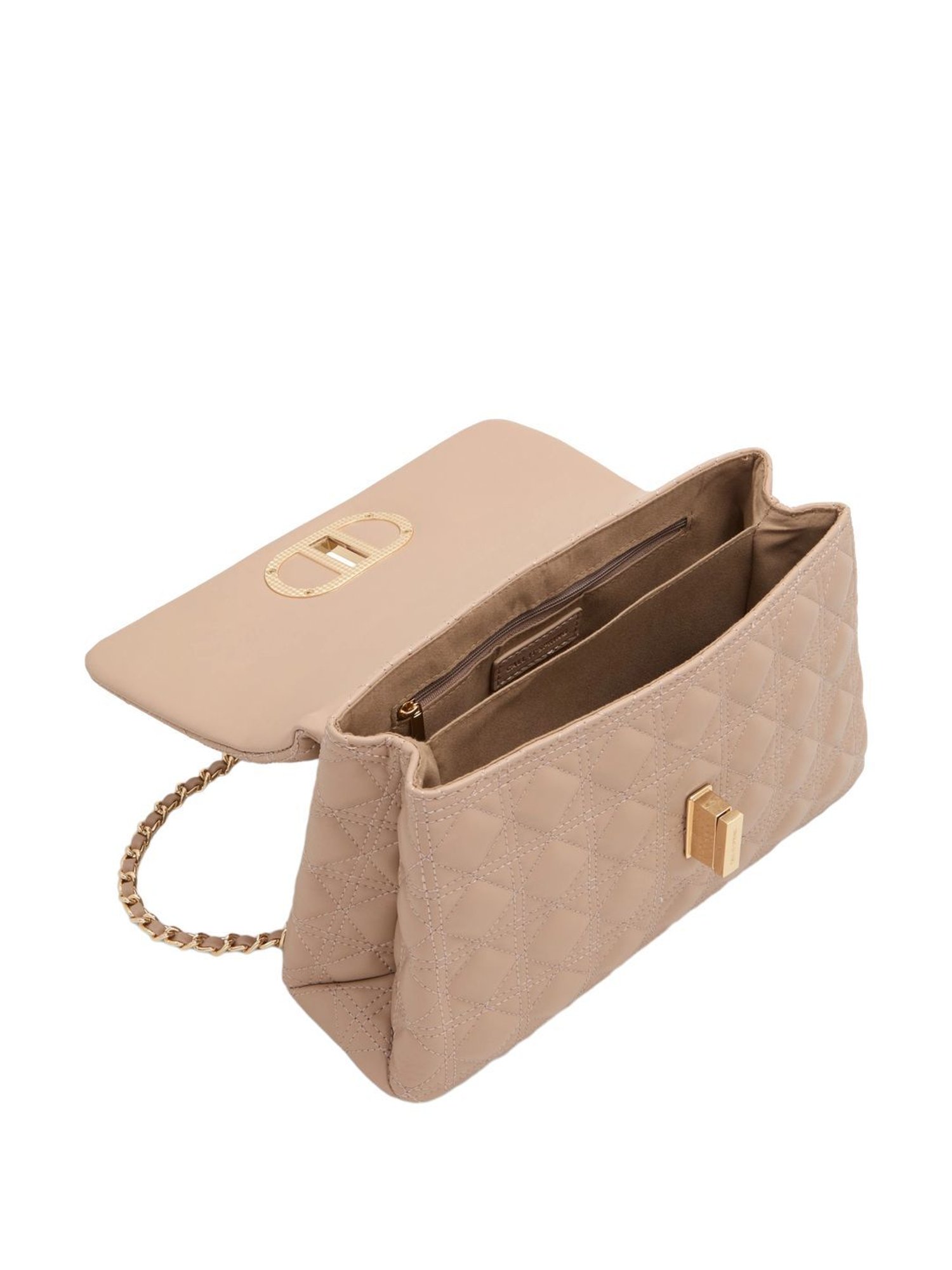 Call It Spring Beige Textured Medium Sling Handbag