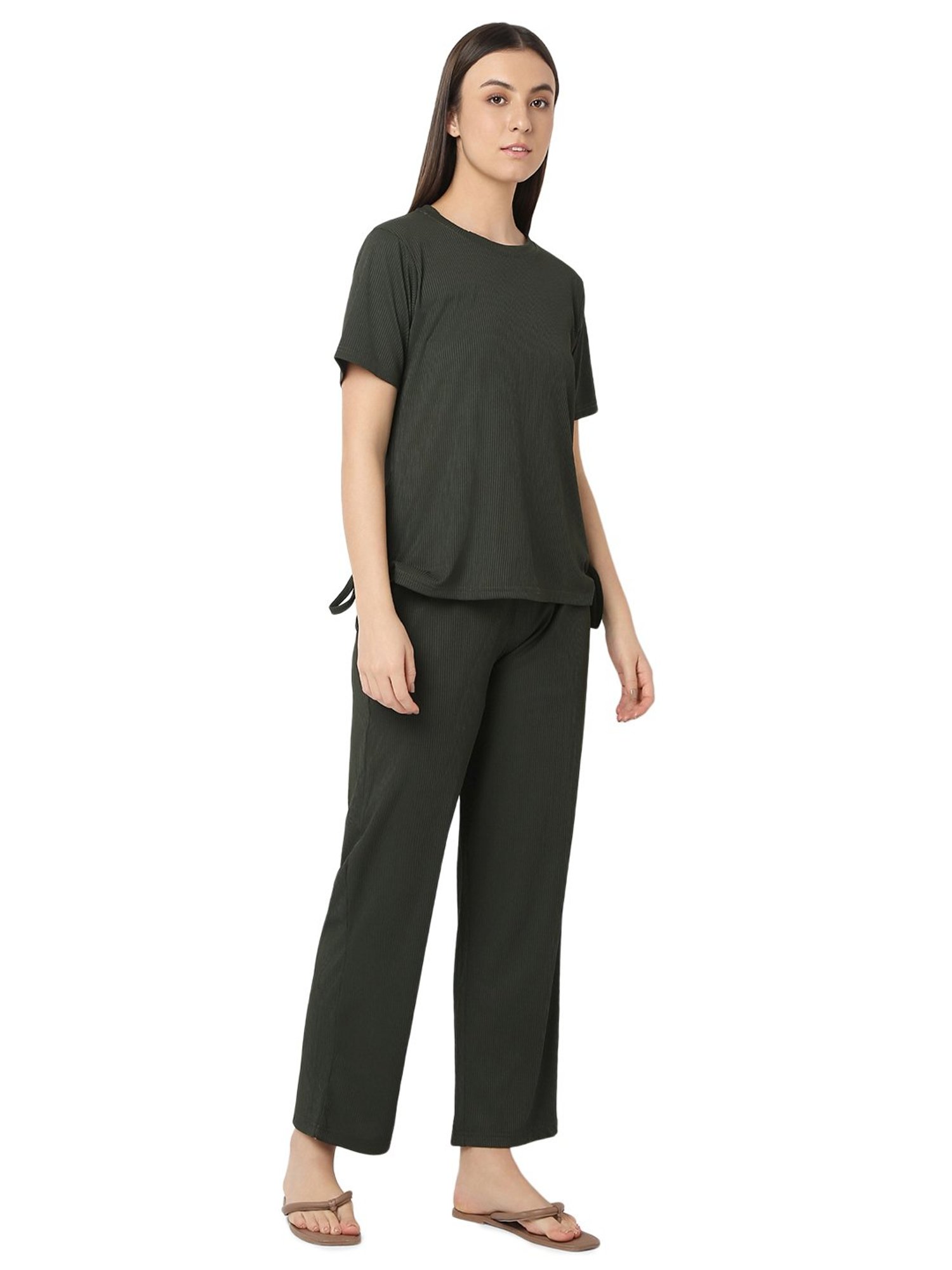 Smarty Pants Olive Top With Lounge Pants