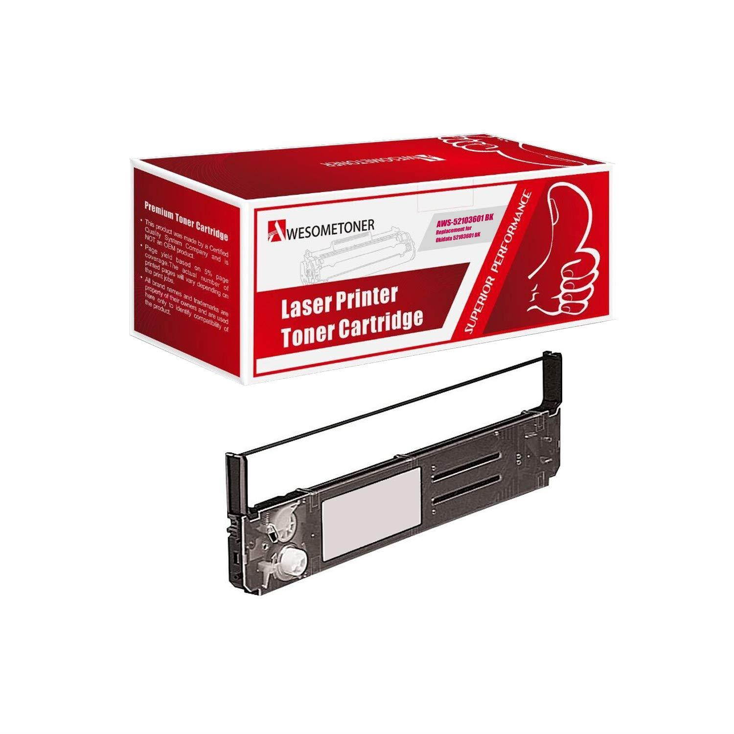 Awesometoner 1 Black Compatible 52103601 Fax Cartridge Ribbon for Okidata ML 393 393C 395