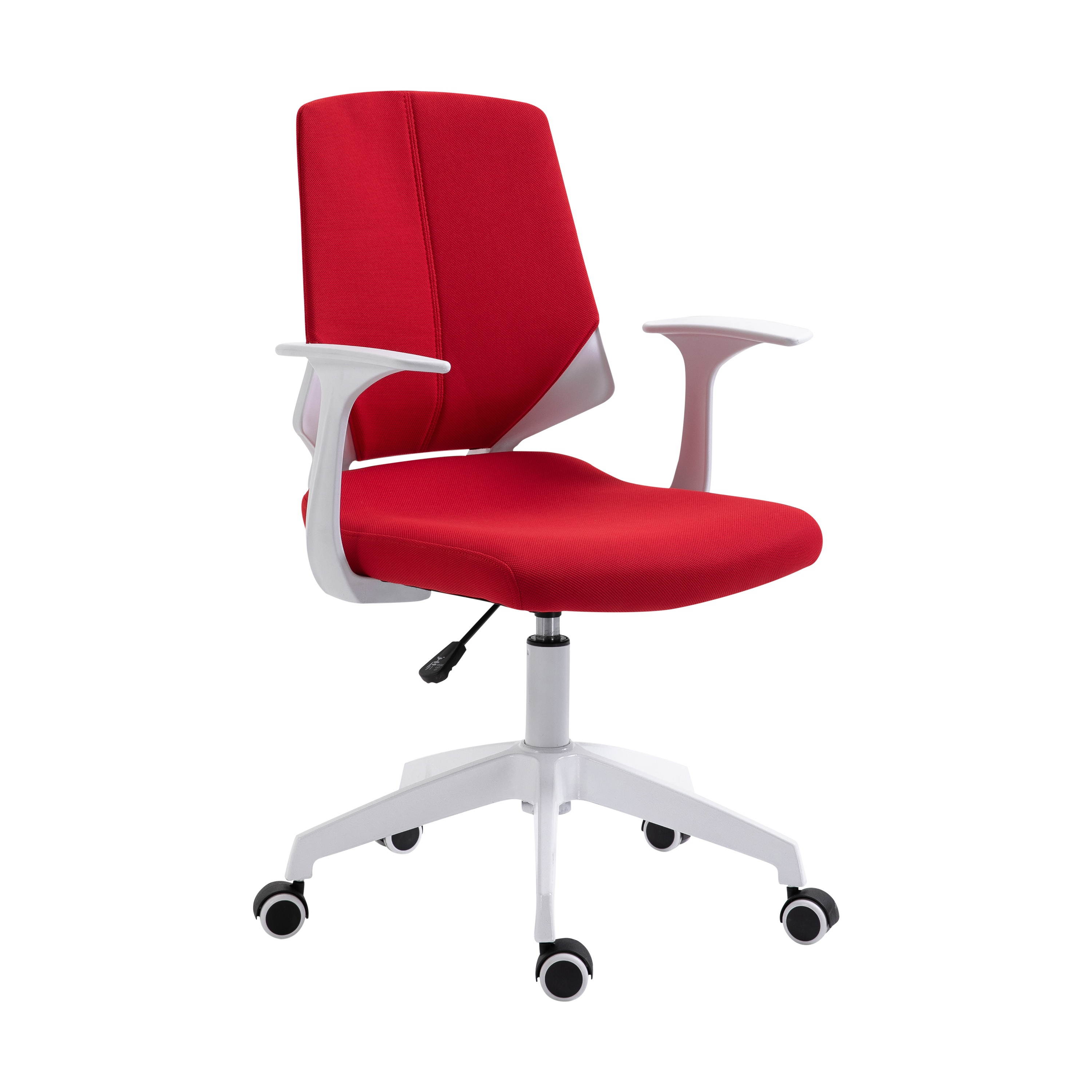 Techni Mobili Mid Back Office Task Chair with Height Adjustment, Executive Swivel Chair with Two Tone Non Marking Caster Wheels, Red
