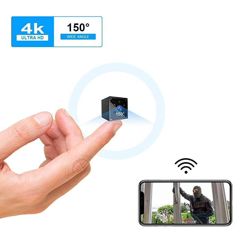 Spy Camera 4K Wireless Hidden Camera Portable HD WiFi Nanny Cam with Night Vision and Motion Detection Smallest Security Surveillance Camera with Phone App for IndoorHomeApartmentOffice