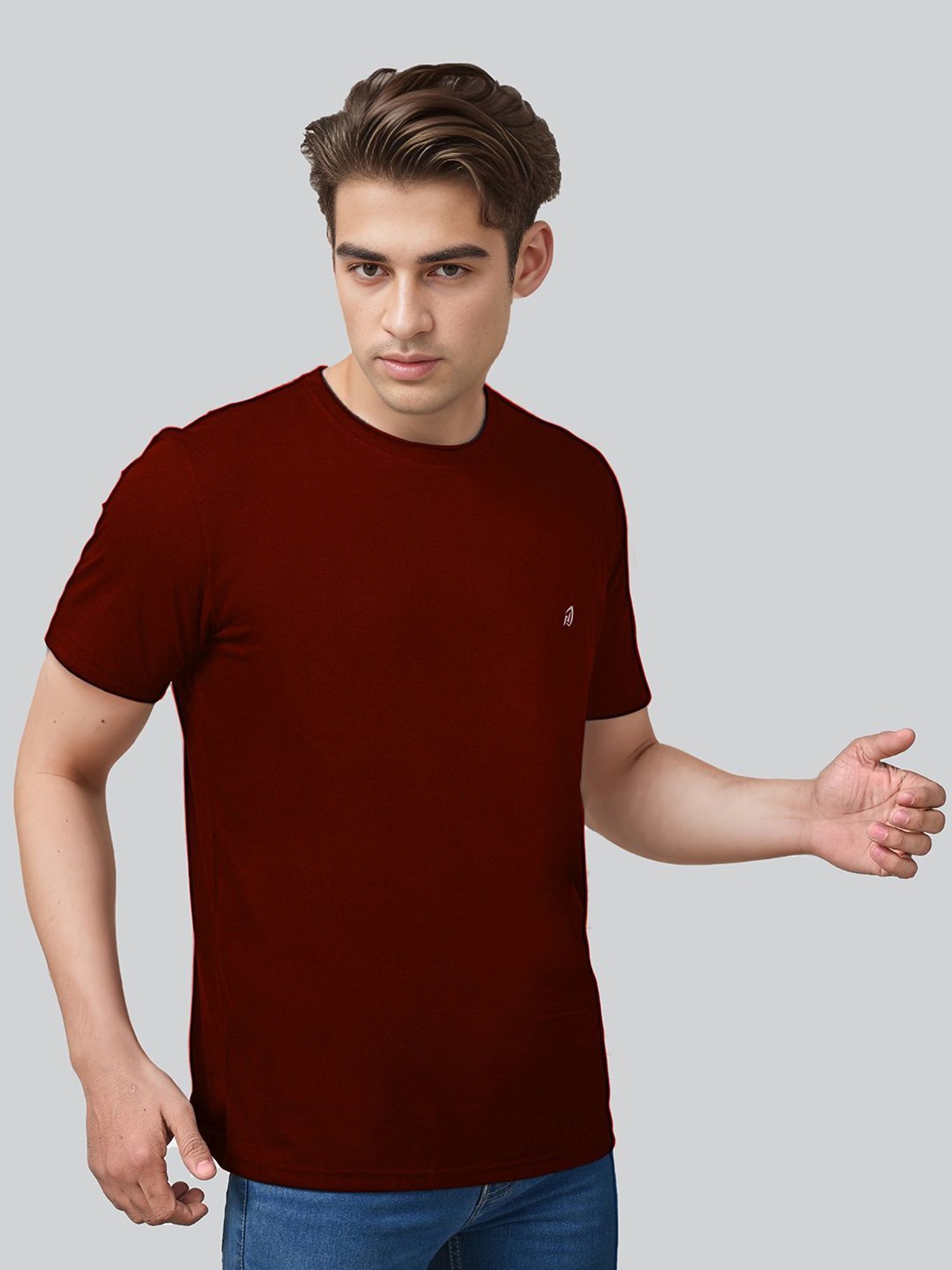 Lux Nitro Maroon & Green Regular Fit T-Shirt
