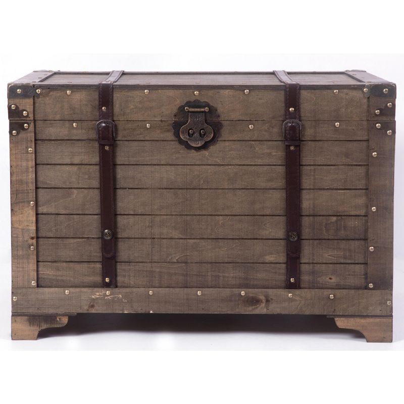 Vintiquewise Old Fashioned Large Natural Wood Storage Trunk and Coffee Table