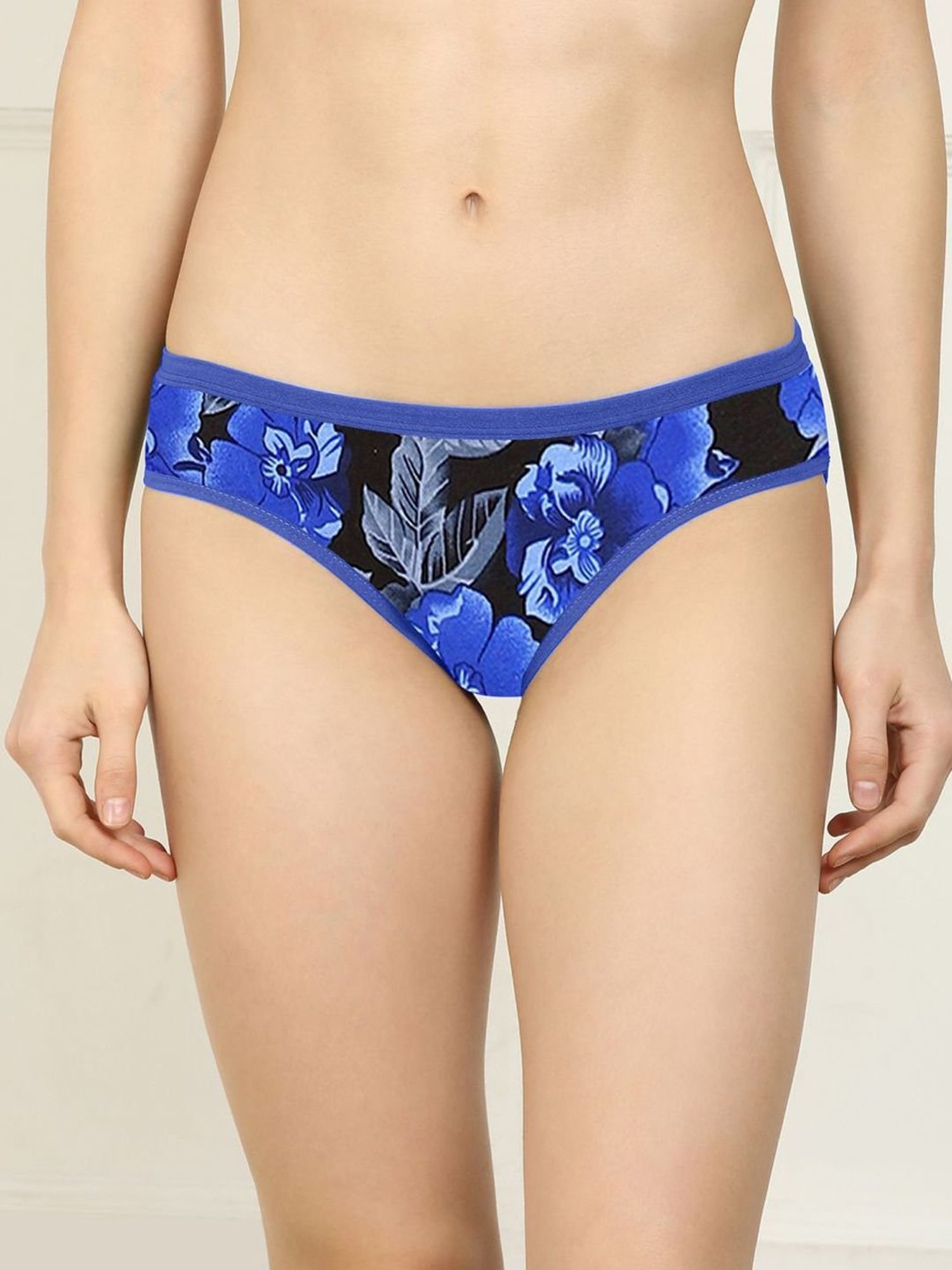 AROUSY Black Cotton Floral Print Hipster Panty