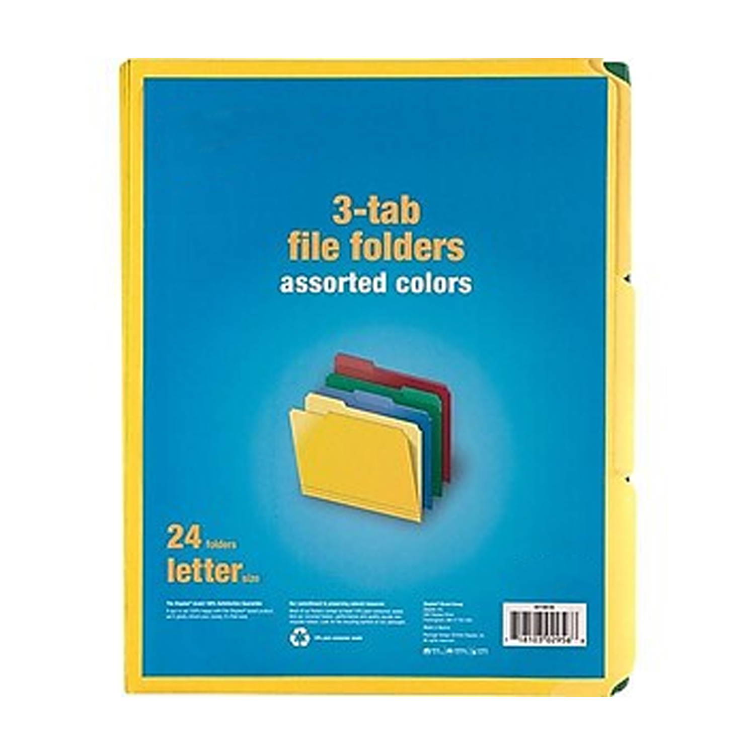 MyOfficeInnovations Colored Top-Tab File Folders 3 Tab Assorted Colors Letter