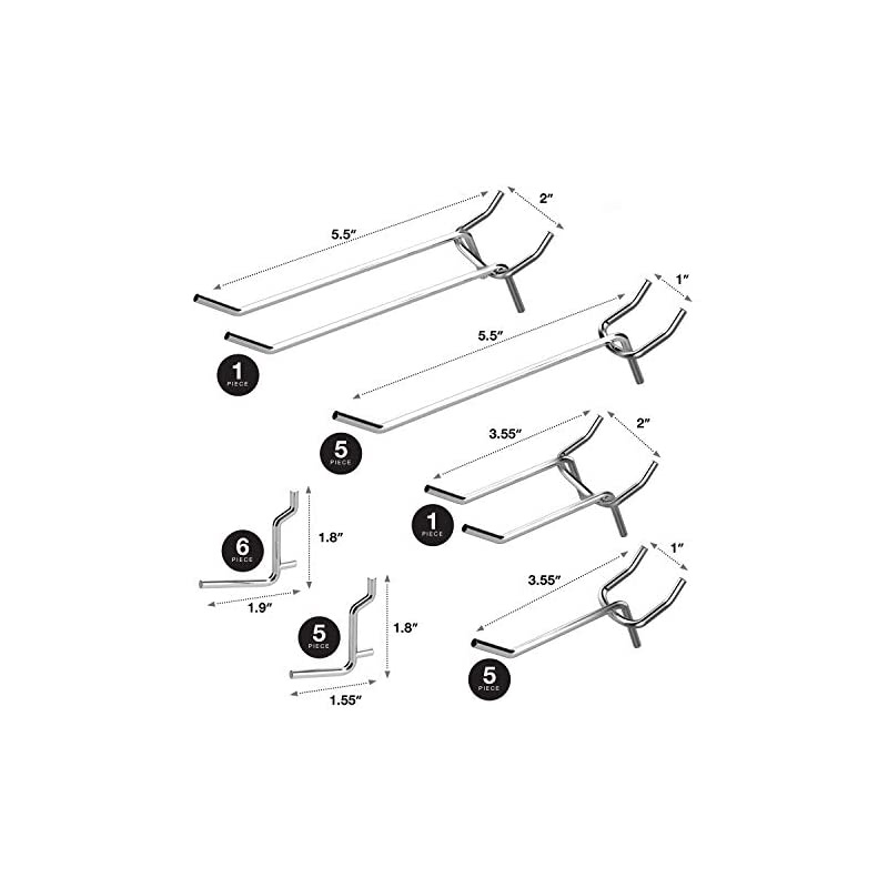 53106 Pegboard Hooks Organizer Accessories Set, 50 Piece | Chrome Plated Assortment, Silver