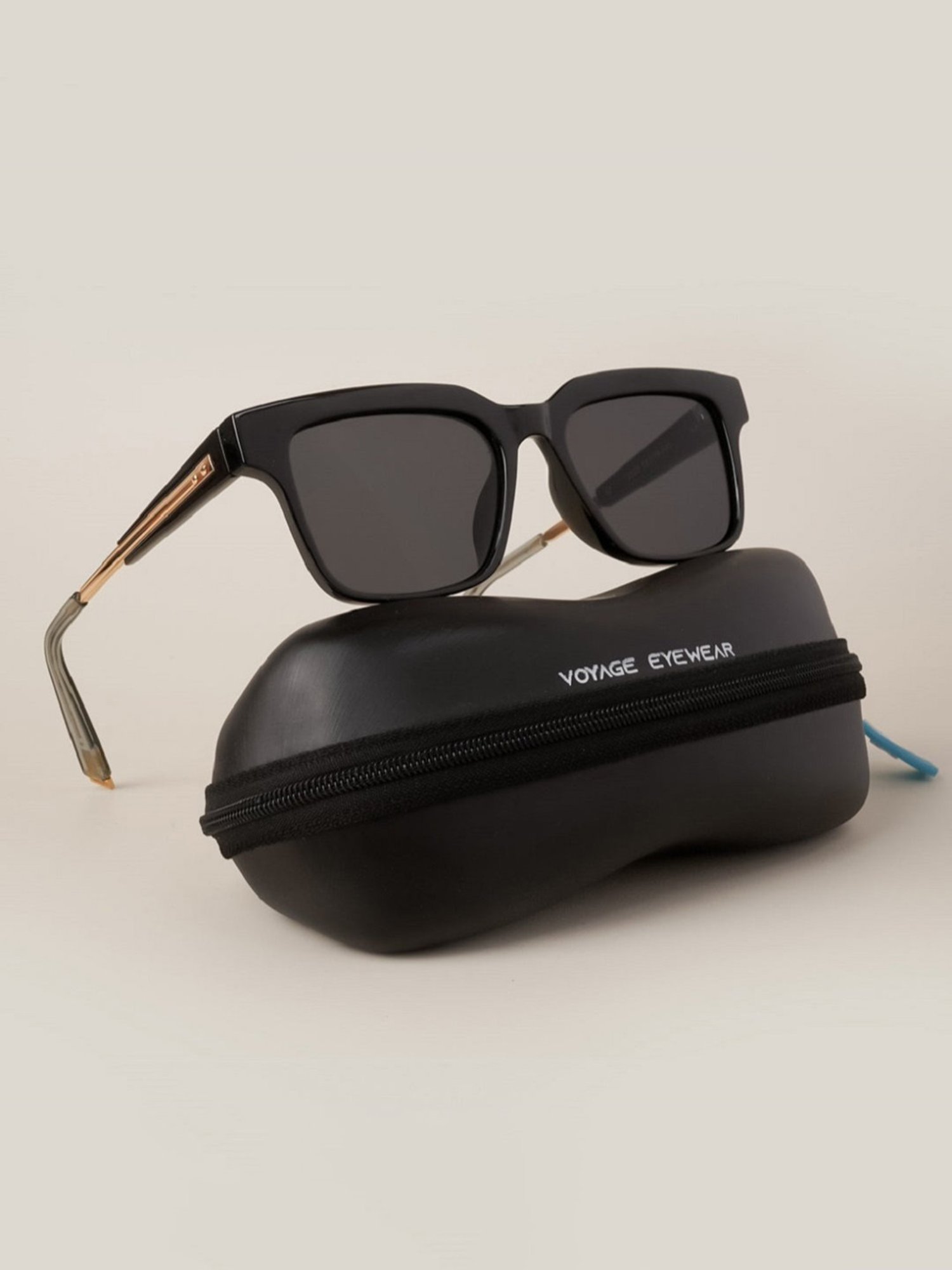 Voyage Black Square UV Protection Unisex Sunglasses