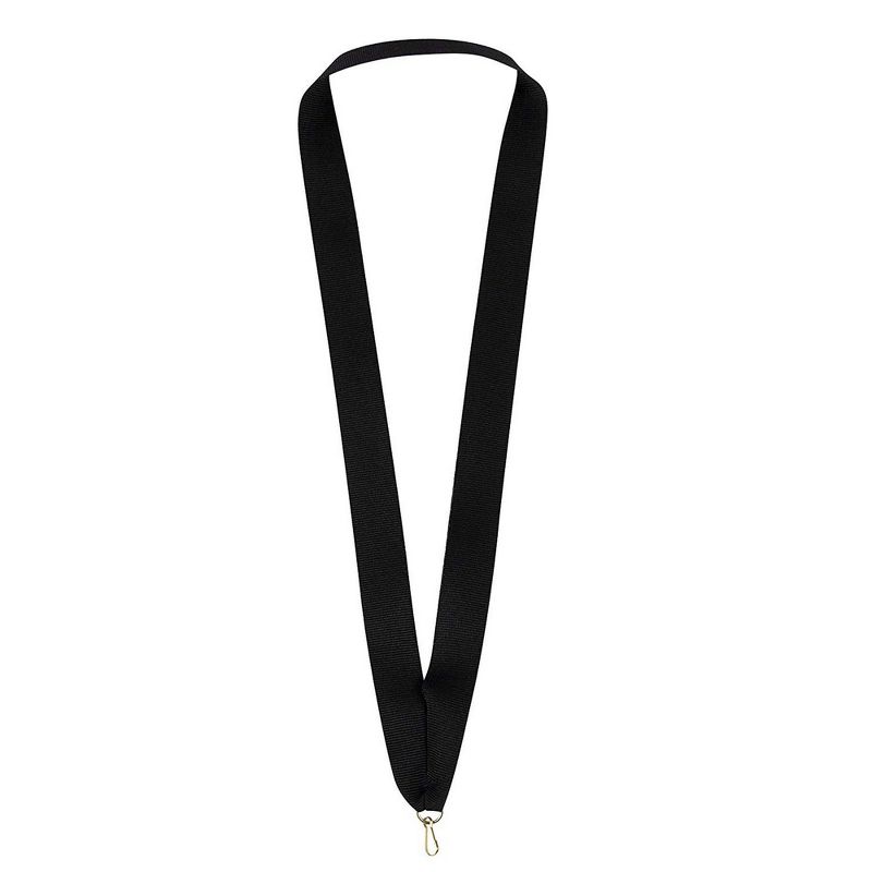 24 Award Neck Lanyards Ribbons with Snap Clips for Sports, Black, 1"x 35 "