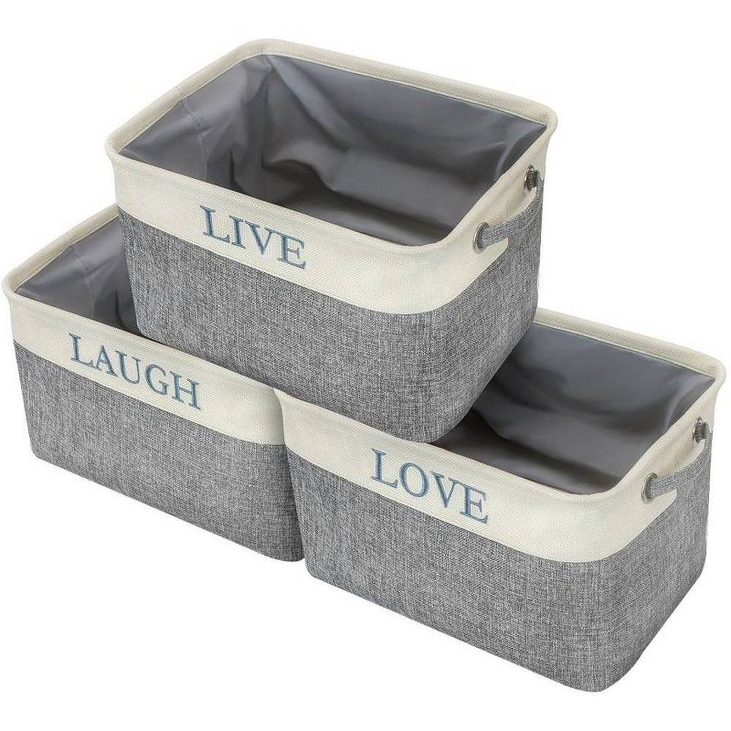 Sorbus 3pk Twill Storage Basket Set Love Live Laugh