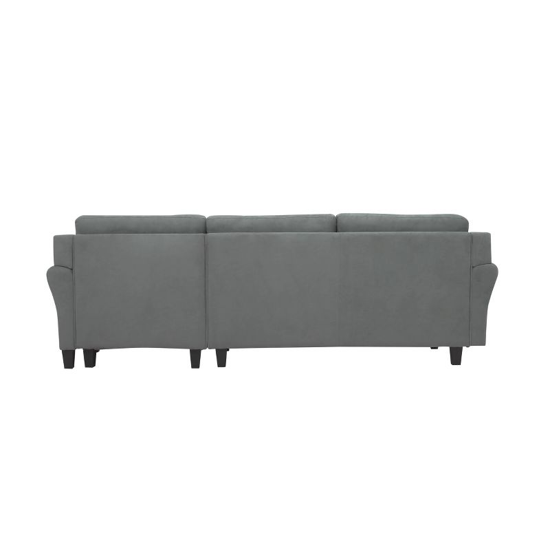 Henry 3 Seat Sectional Sofa with Rolled Arms Dark Gray - Lifestyle Solutions