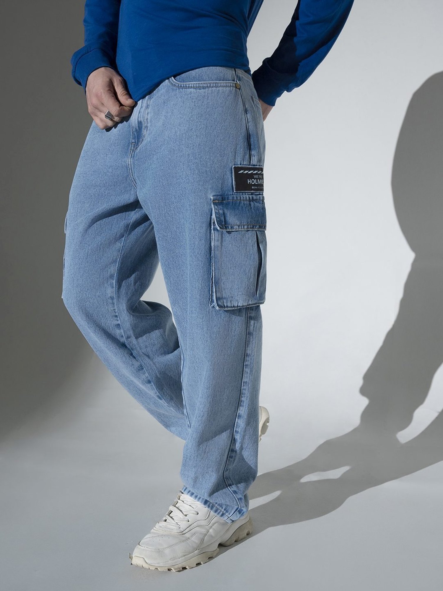 Hubberholme Blue Relaxed Fit Cargo Jeans