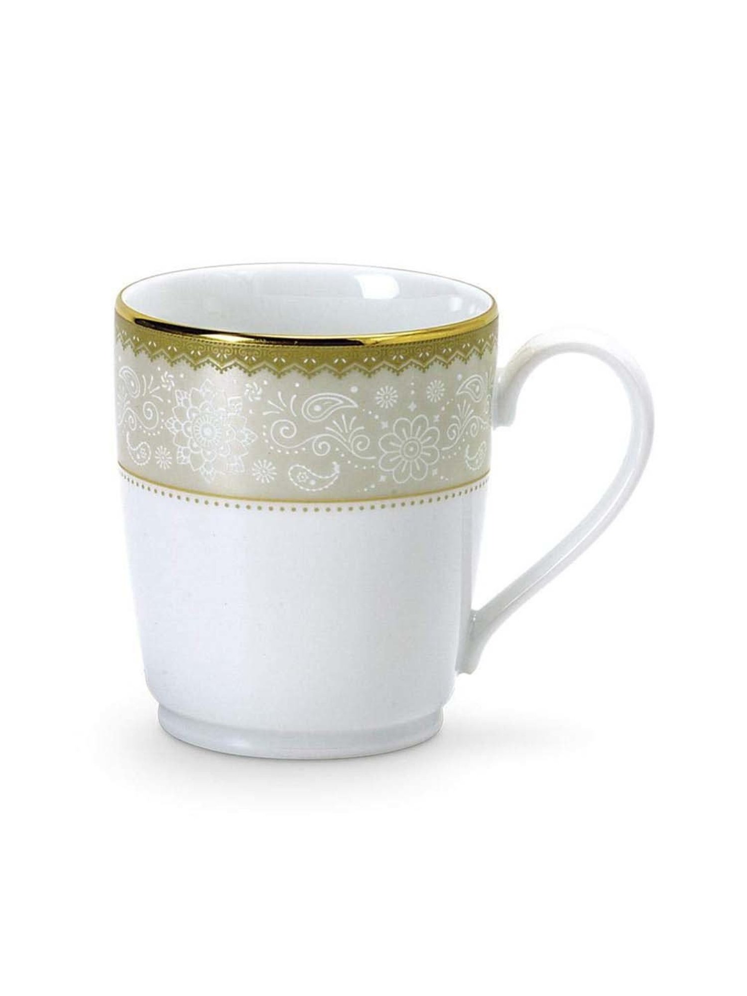 Noritake Golden Chintz White & Green Poreclain Coffee Mug (0.295 L) - Set of 6