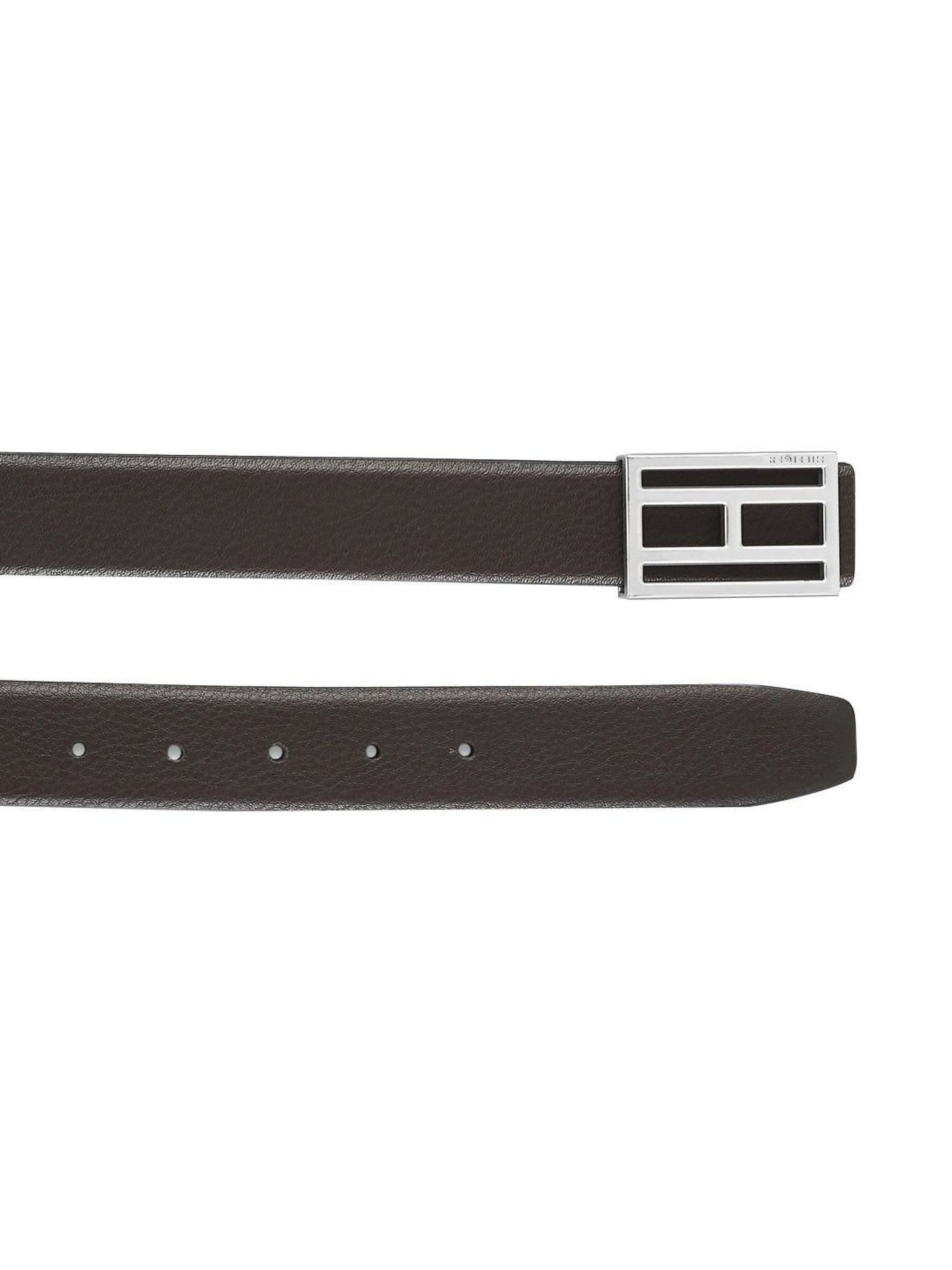 BELWABA Black Textured Formal Leather Belt for Men