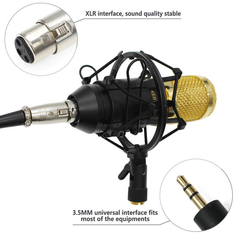 BM 800 Professional Condenser Microphone bm800 Audio Vocal recording for Computer karaoke Phantom power pop filter Sound card