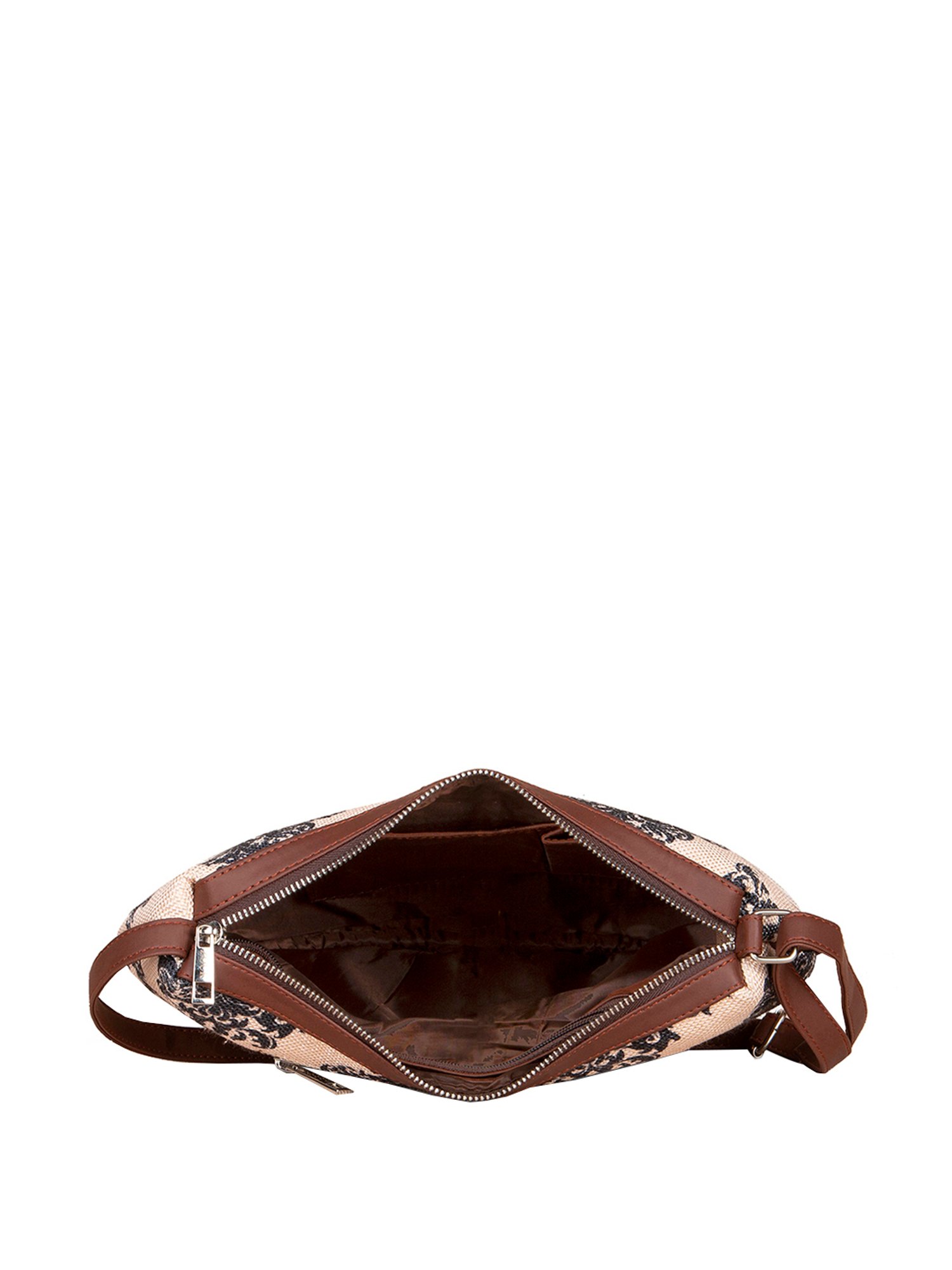 ZOUK Beige Printed Medium Sling Handbag