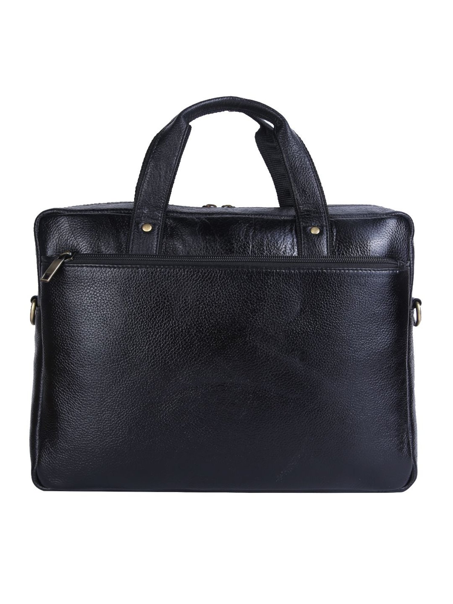 HiLEDER 100% Pure Genuine Leather 14.5 inch Office Laptop Messenger Satchel Travel Bag, Black