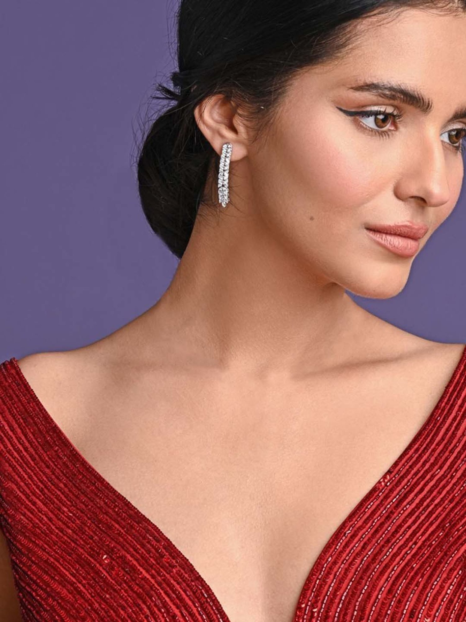 Clara 92.5 Sterling Silver Stone Princess Dangler Earrings for Women