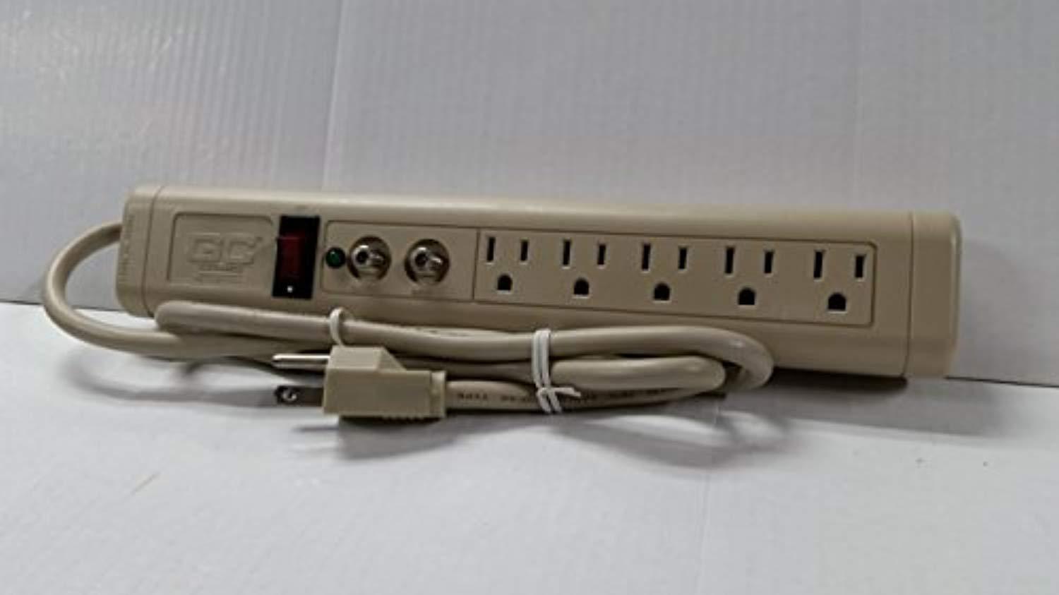gc electronics 5 outlet ac/coax surge protector power strip 200 joules ul