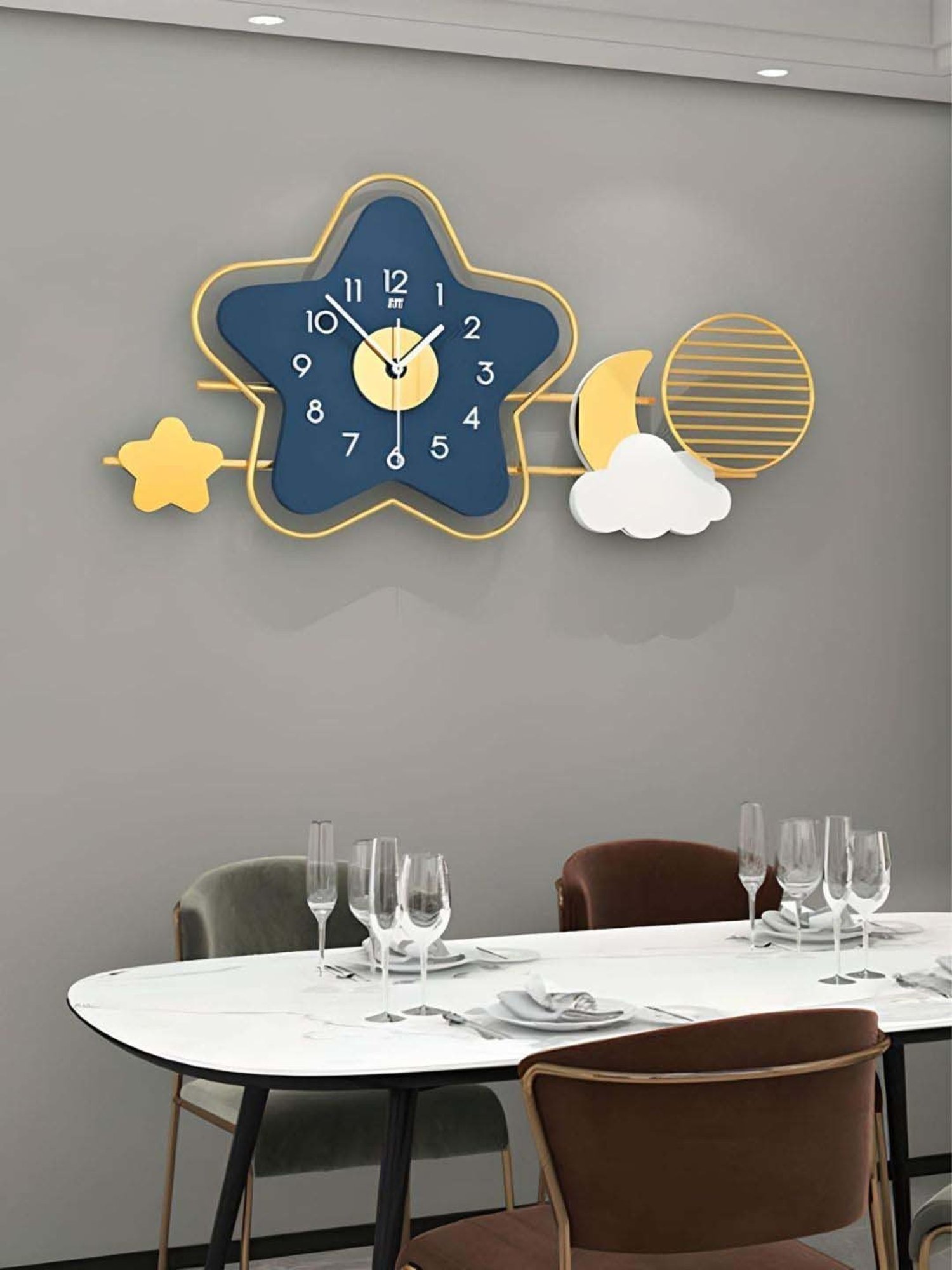 The Art House Grey & Gold Metal Clock