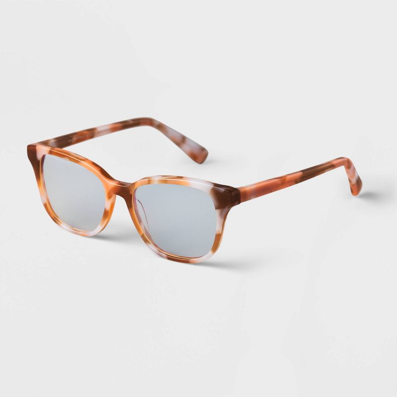 Women's Tortoise Print Square Blue Light Filtering Acetate Glasses - A New Day™ Pink