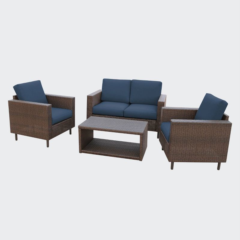 Draper 5pc Seating Set with Sunbrella - Navy - Leisure Made