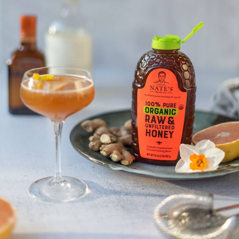 Nature Nate's 100% Pure Raw Unfiltered Organic Honey – 32oz