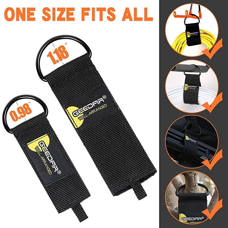Extension Cord Wrap Organizer and Holder 8 Packs Cord Storage Straps with Heavy Duty Metal DRing Loop for Water Hoses Power Cable Ropes and More Large Size X 4 Medium Size X 4