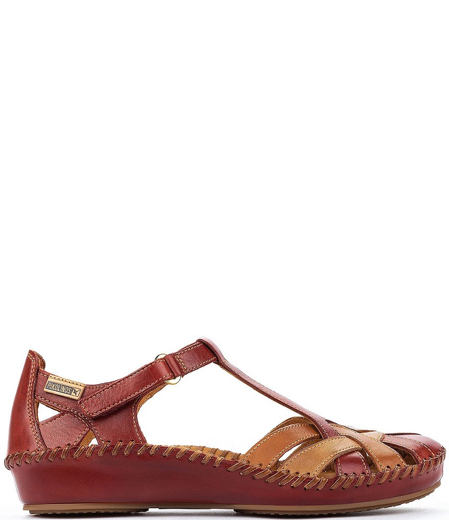 Pikolinos Puerto Vallarta Leather T-Strap Wedge Sandals