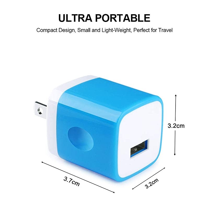 Single Port USB Charger Block  5V1A Wall Plug Cube 3 Pack Charger Box Travel Power Adapter Compatible iPhone 11 Pro Max XS 8 7 6 Samsung S20+ S10e S9 S8 Note 20 LG G8 ThinQ G7 G6 V35 Moto